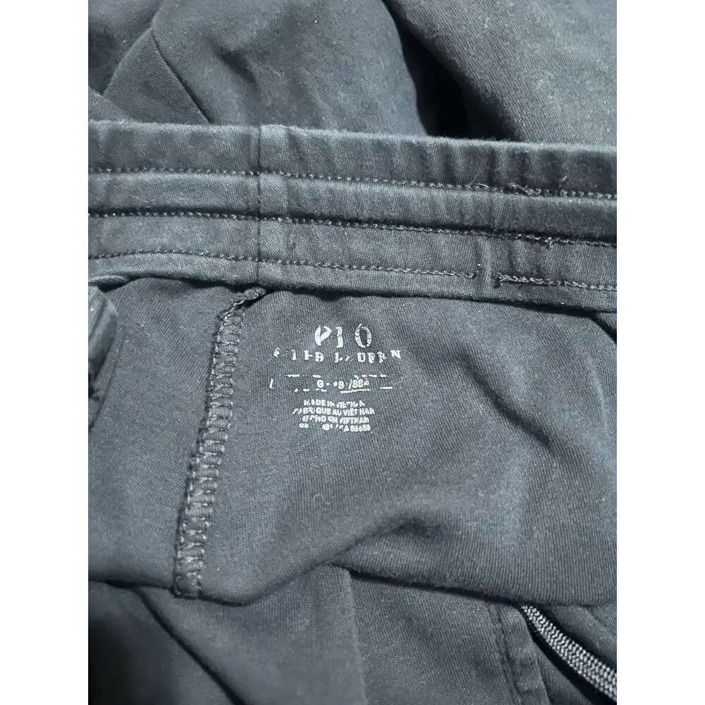 Polo Ralph Lauren Black Track Pants White Stripe Pony Logo Joggers Men’s Large